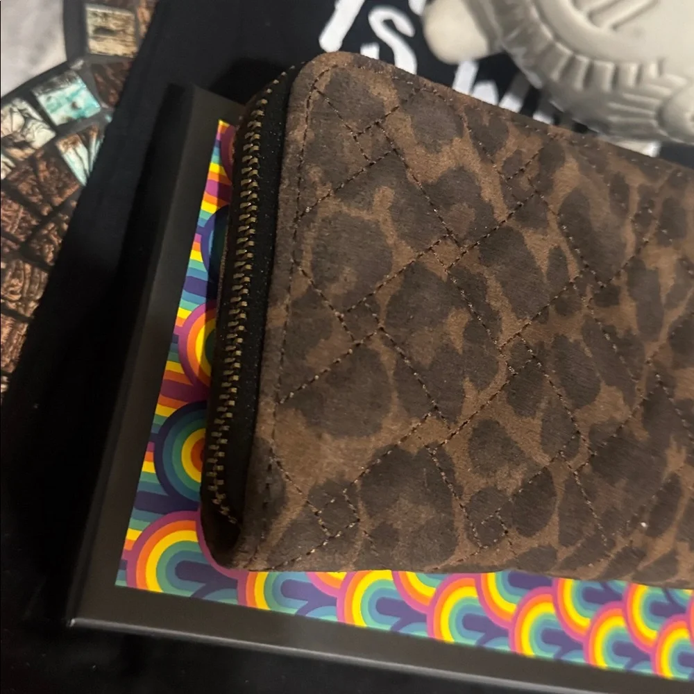 Kurt Geiger London Kensington Zip Around Suede Leopard Studded Wallet